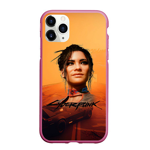 Чехол iPhone 11 Pro матовый Panam Cyberpunk2077 / 3D-Малиновый – фото 1