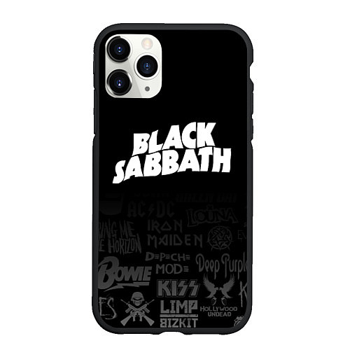 Чехол iPhone 11 Pro матовый Black Sabbath логотипы рок групп / 3D-Черный – фото 1
