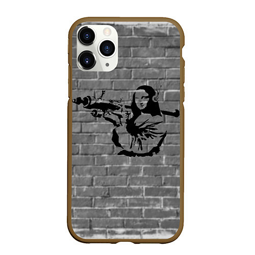 Чехол iPhone 11 Pro матовый Мона Лиза Бэнкси Banksy / 3D-Коричневый – фото 1