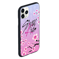 Чехол iPhone 11 Pro матовый Stray Kids цветы сакуры, цвет: 3D-черный — фото 2