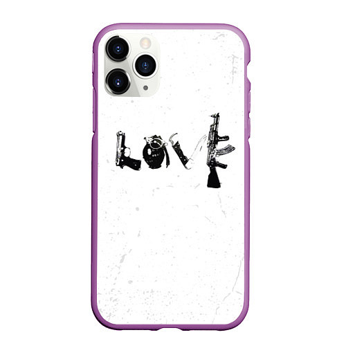 Чехол iPhone 11 Pro матовый Banksy Бэнкси LOVE / 3D-Фиолетовый – фото 1