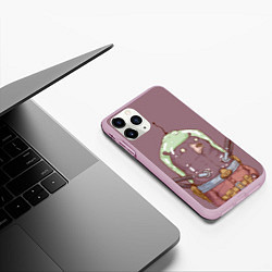 Чехол iPhone 11 Pro матовый Медведь в скафандре, цвет: 3D-розовый — фото 2