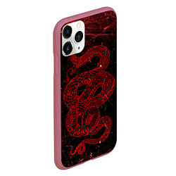 Чехол iPhone 11 Pro матовый Красная Змея Red Snake Глитч, цвет: 3D-малиновый — фото 2