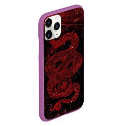 Чехол iPhone 11 Pro матовый Красная Змея Red Snake Глитч, цвет: 3D-фиолетовый — фото 2