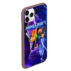 Чехол iPhone 11 Pro матовый Minecraft Neon, цвет: 3D-коричневый — фото 2