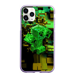 Чехол iPhone 11 Pro матовый Minecraft Creeper Mob, цвет: 3D-светло-сиреневый