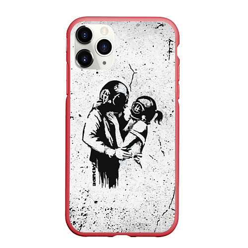 Чехол iPhone 11 Pro матовый BANKSY БЭНКСИ космос / 3D-Красный – фото 1