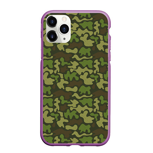 Чехол iPhone 11 Pro матовый Камуфляж в крапинку / 3D-Фиолетовый – фото 1