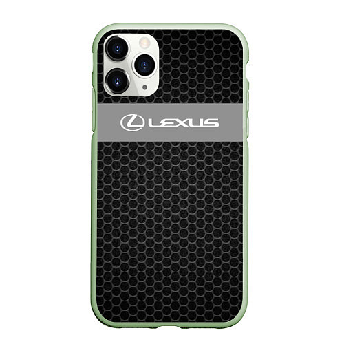 Чехол iPhone 11 Pro матовый Lexus соты / 3D-Салатовый – фото 1