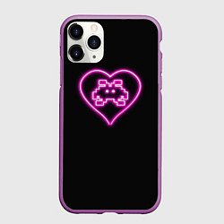 Чехол iPhone 11 Pro матовый Пиксельная фея в сердечке Неон, цвет: 3D-фиолетовый