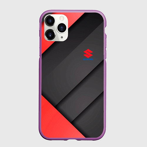 Чехол iPhone 11 Pro матовый SUZUKI abstraction / 3D-Фиолетовый – фото 1