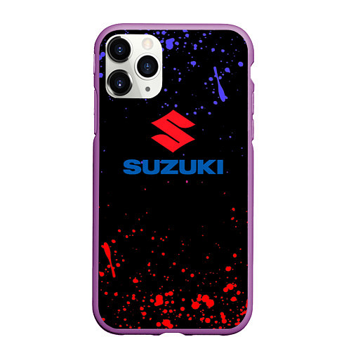 Чехол iPhone 11 Pro матовый SUZUKI брызги красок / 3D-Фиолетовый – фото 1