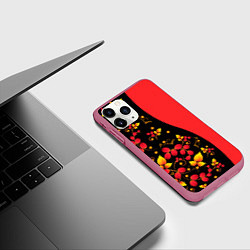 Чехол iPhone 11 Pro матовый Хохлома Русская роспись, цвет: 3D-малиновый — фото 2