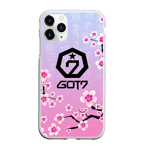 Чехол iPhone 11 Pro матовый GOT7 ЦВЕТЫ САКУРЫ / 3D-Белый – фото 1