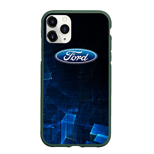 Чехол iPhone 11 Pro матовый Ford форд abstraction / 3D-Темно-зеленый – фото 1