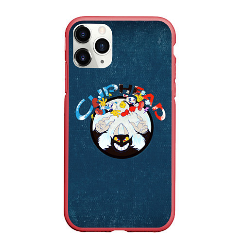 Чехол iPhone 11 Pro матовый Cuphead, Mugman and devil / 3D-Красный – фото 1