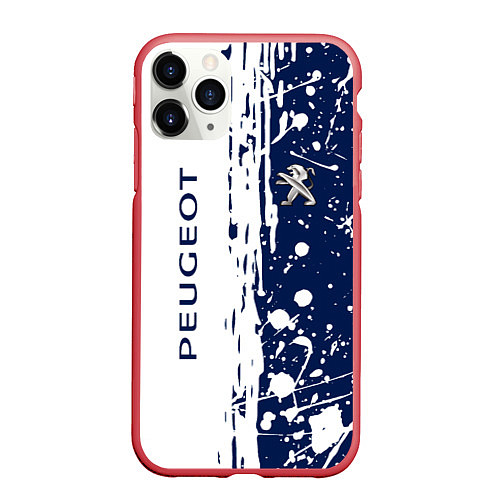 Чехол iPhone 11 Pro матовый Peugeot брызги / 3D-Красный – фото 1