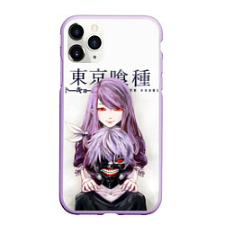 Чехол iPhone 11 Pro матовый Канеки и Ризе Tokyo ghoul, цвет: 3D-сиреневый