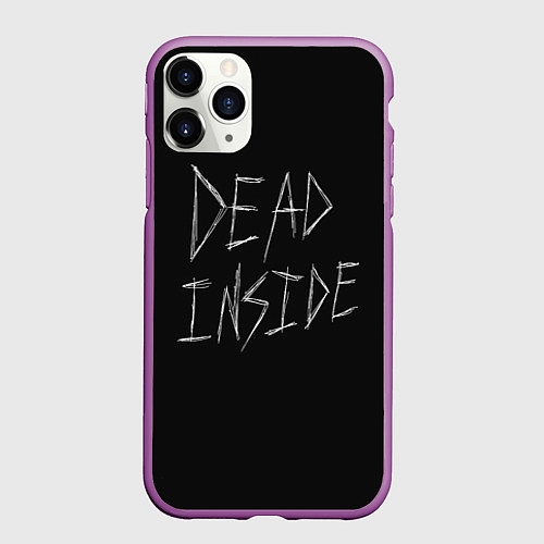 Чехол iPhone 11 Pro матовый Надпись Dead Inside / 3D-Фиолетовый – фото 1