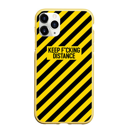 Чехол iPhone 11 Pro матовый Keep fucking distance / 3D-Желтый – фото 1