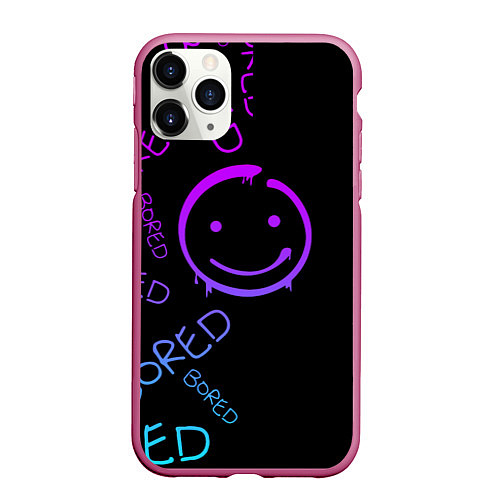 Чехол iPhone 11 Pro матовый Neon Bored Half pattern / 3D-Малиновый – фото 1