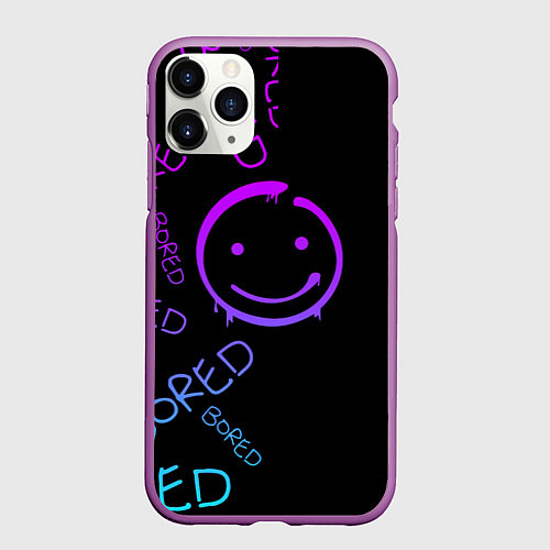 Чехол iPhone 11 Pro матовый Neon Bored Half pattern / 3D-Фиолетовый – фото 1