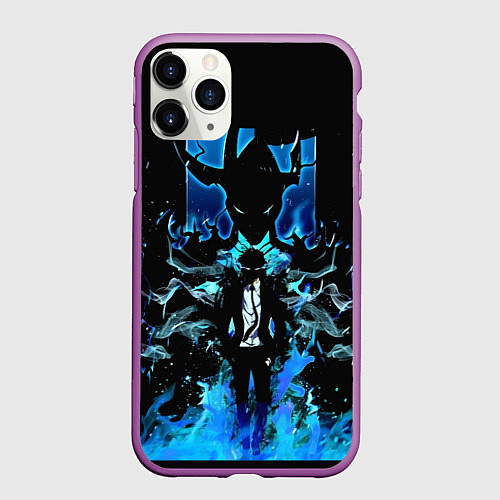 Чехол iPhone 11 Pro матовый Поднятие уровня в одиночку Со Джинву / 3D-Фиолетовый – фото 1