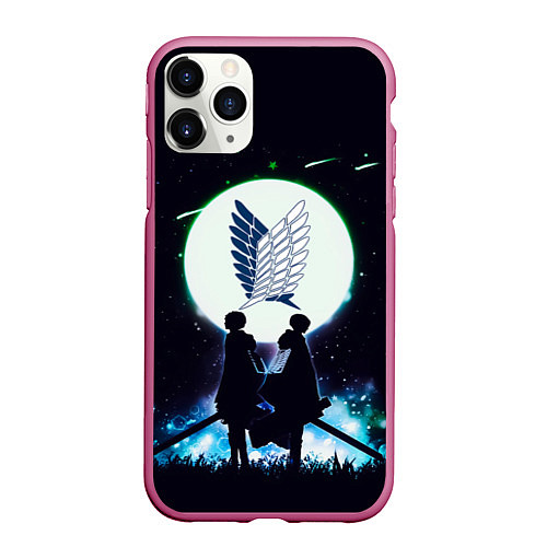 Чехол iPhone 11 Pro матовый Атака Титанов Attack on Titan, Logo / 3D-Малиновый – фото 1