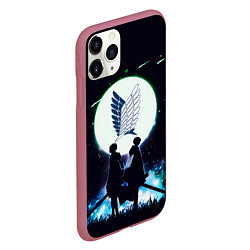 Чехол iPhone 11 Pro матовый Атака Титанов Attack on Titan, Logo, цвет: 3D-малиновый — фото 2