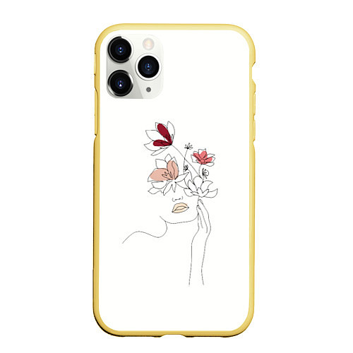 Чехол iPhone 11 Pro матовый Девушка и цветы Artline / 3D-Желтый – фото 1