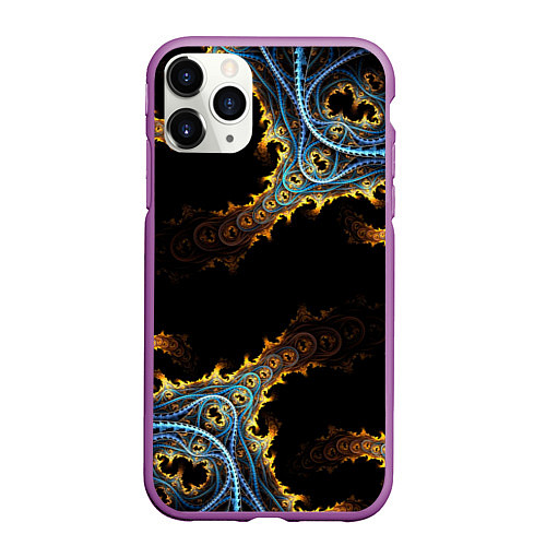 Чехол iPhone 11 Pro матовый Огненные фракталы 3d / 3D-Фиолетовый – фото 1
