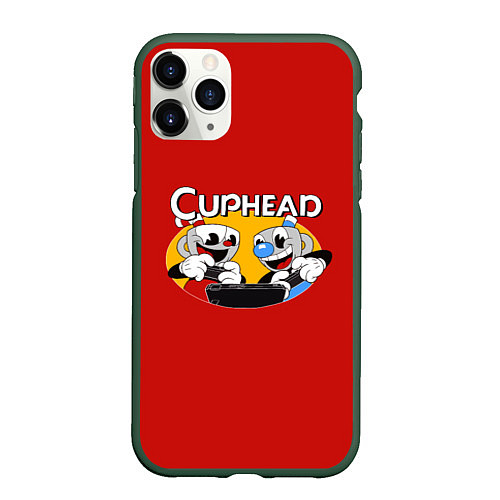 Чехол iPhone 11 Pro матовый Cuphead and Mugman Gamers / 3D-Темно-зеленый – фото 1