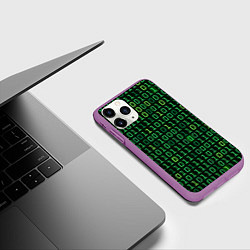 Чехол iPhone 11 Pro матовый Двоичный Код Binary Code, цвет: 3D-фиолетовый — фото 2