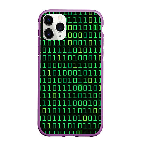 Чехол iPhone 11 Pro матовый Двоичный Код Binary Code / 3D-Фиолетовый – фото 1