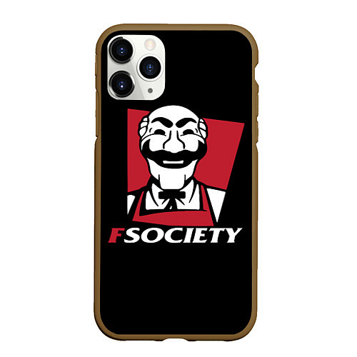 Чехол iPhone 11 Pro матовый FSOCIETY HACKING / 3D-Коричневый – фото 1