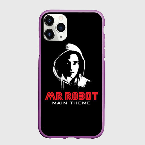 Чехол iPhone 11 Pro матовый MR ROBOT Хакер / 3D-Фиолетовый – фото 1