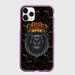 Чехол iPhone 11 Pro матовый Король лев Black, цвет: 3D-фиолетовый