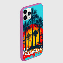 Чехол iPhone 11 Pro матовый Hawaii Солнце, Пальмы, цвет: 3D-фиолетовый — фото 2