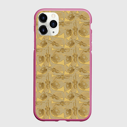 Чехол iPhone 11 Pro матовый Медные Духовые Инструменты / 3D-Малиновый – фото 1