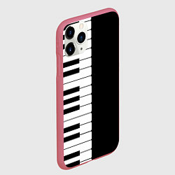 Чехол iPhone 11 Pro матовый Черно-Белое Пианино Piano, цвет: 3D-малиновый — фото 2