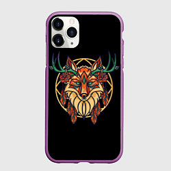 Чехол iPhone 11 Pro матовый Ловец снов Лис с рогами, цвет: 3D-фиолетовый