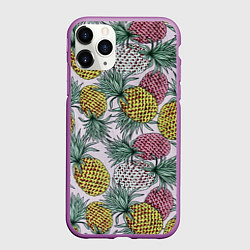 Чехол iPhone 11 Pro матовый Ананасовый урожай, цвет: 3D-фиолетовый