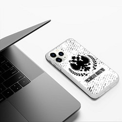 Чехол iPhone 11 Pro матовый RUSSIAN EMPIRE - ГЕРБ - Потертости, цвет: 3D-белый — фото 2
