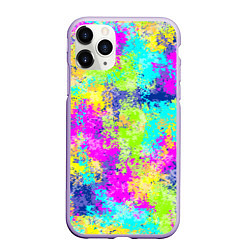 Чехол iPhone 11 Pro матовый Пиксельный камуфляж Диско 3, цвет: 3D-светло-сиреневый