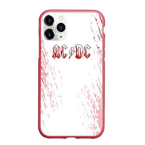 Чехол iPhone 11 Pro матовый ACDC Паттерн / 3D-Красный – фото 1