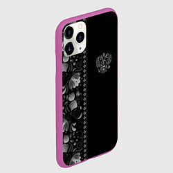 Чехол iPhone 11 Pro матовый ГЖЕЛЬ RUSSIA ЧБ, цвет: 3D-фиолетовый — фото 2