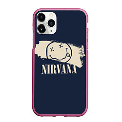 Чехол iPhone 11 Pro матовый NIRVANA Рок Группа, цвет: 3D-малиновый