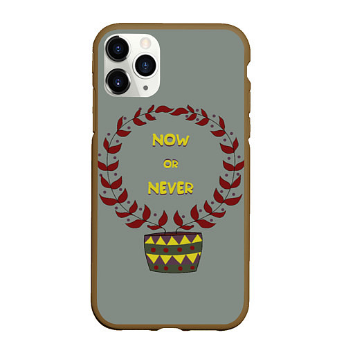 Чехол iPhone 11 Pro матовый Цветочный горшок now or never / 3D-Коричневый – фото 1