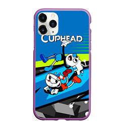 Чехол iPhone 11 Pro матовый 2 чашечки cuphead, цвет: 3D-фиолетовый