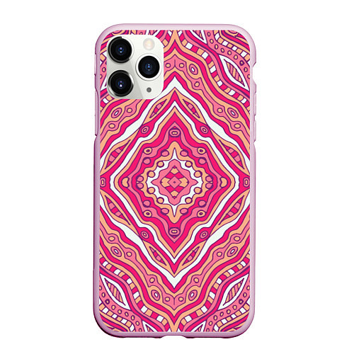 Чехол iPhone 11 Pro матовый Абстракция Узор розового цвета / 3D-Розовый – фото 1